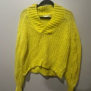 Anthropologie Bright Yellow Cowl Neck Sweater